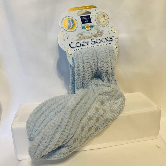 Earth Therapeutics Shea Butter Moisture Dream Silk Cozy Socks-Baby Blue-Fits Mos - Picture 8 of 12
